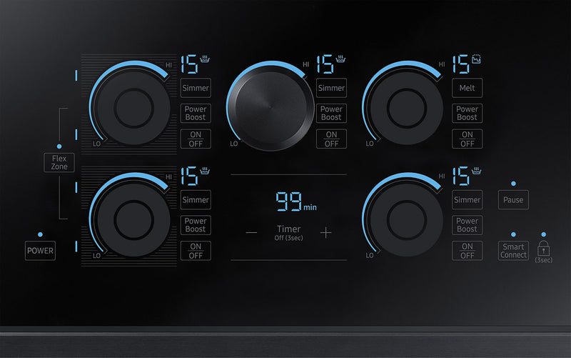 Samsung 36\" 5-Element Smart Induction Cooktop with Flex Zone & Virtual Flame Technology™ - Black Stainless Steel - NZ36K7880UG/AA