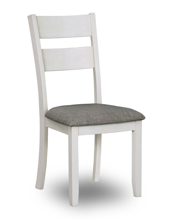 Echo 5pc Dining Table Set with Table & 4 Chairs, Storage Drawers, Trestle Base, 70\"W - White/Grey