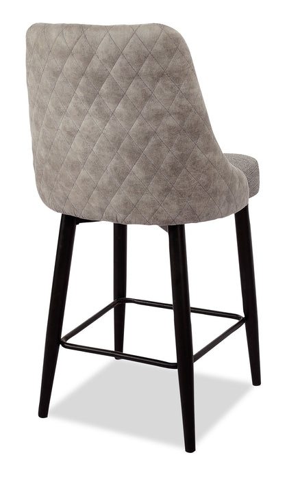 Eden Counter-Height Stool with Linen-Look Fabric, 25\"H, Metal - Grey