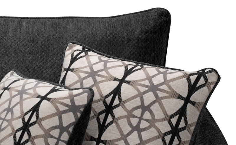 Made in Canada Febe 75\" Chenille Fabric Loveseat with Flared Arms and Accent Pillows - Charcoal Grey
