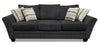 Made in Canada Febe 100\" Chenille Fabric Queen-Size Sofa Bed with Flared Arms - Charcoal Grey