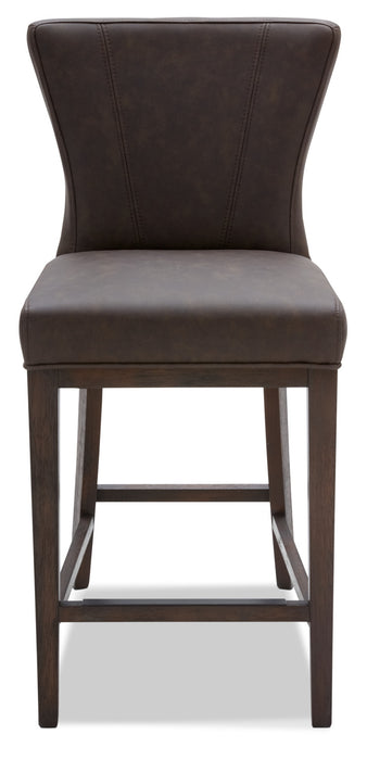 Quinn Counter-Height Stool with Vegan Leather Fabric, 26\"H - Brown