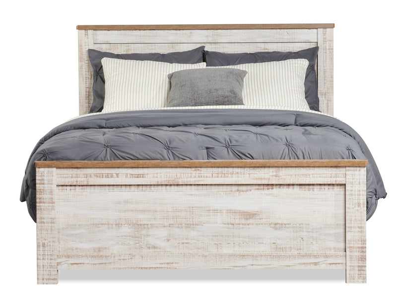 Kaia 5pc Bedroom Set with Panel Bed, Dresser & Mirror, Whitewash - King Size