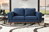 Kassia Linen-Look Loveseat - Blue 