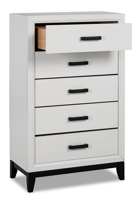 Kate Bedroom Chest of Drawers, 5-Drawer, 31.1\"W x 50.4\"H - White