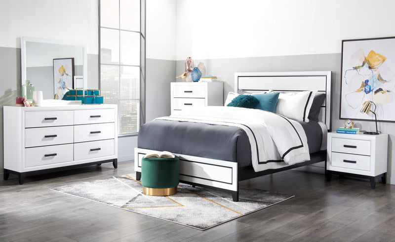 Kate 5pc Bedroom Set with Bed, Dresser & Mirror, White - King Size