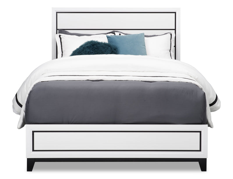 Kate Panel Bed with Headboard & Frame, White - King Size