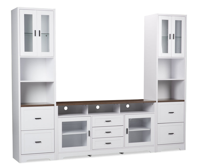 Melody 100\" 3-Piece Entertainment Centre with Storage and Cable Management for TVs up to 65\"- White