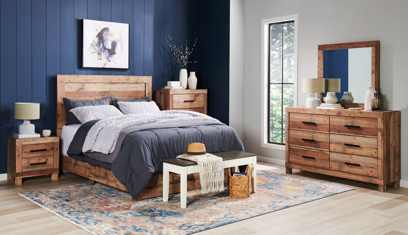 Mojave Panel Bed with Headboard & Frame, Rustic, Brown - Full Size