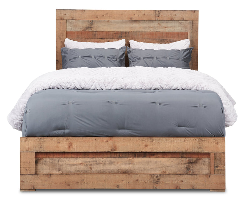 Mojave Panel Bed with Headboard & Frame, Rustic, Brown - Full Size