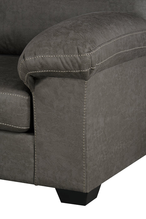 Made in Canada Morty 2-Piece Left-Facing Leather-Look Fabric Sofa Bed Sectional with Accent Pillows - Grey