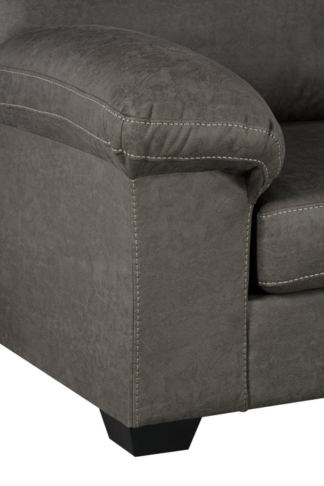 Made in Canada Morty 2-Piece Right-Facing Leather-Look Fabric Sofa Bed Sectional with Accent Pillows - Grey