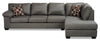 Morty 2-Piece Leather-Look Fabric Right-Facing Sofa Bed Sectional - Grey 
