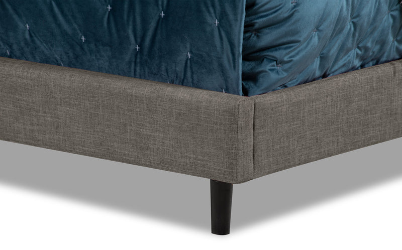 Paseo Upholstered Platform Bed in Grey Fabric - Queen Size