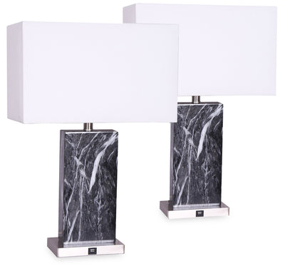 Pearl 2-Piece Table Lamp Set with USB Port 
