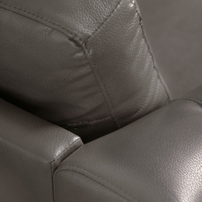Andi 40\" Leather-Look Fabric Sofa with Button Tufting - Grey