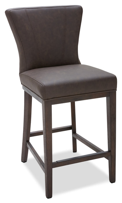 Quinn Counter-Height Stool with Vegan Leather Fabric, 26\"H - Brown