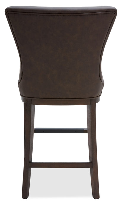 Quinn Counter-Height Stool with Vegan Leather Fabric, 26\"H - Brown