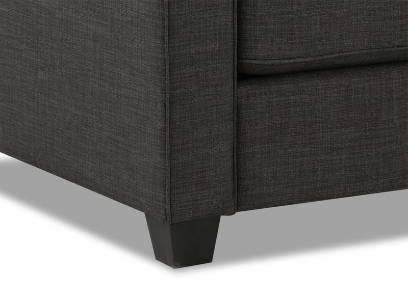 Made in Canada Sawyer 57\" Linen-Look Fabric Loveseat with Reversible Cushions and Accent Pillows - Charcoal Grey
