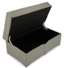 Sawyer Linen-Look Fabric Ottoman - Light Grey 
