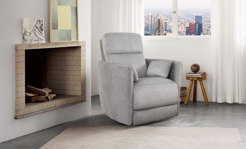 Ember 36\" Fabric Swivel Glider Reclining Chair - Silver Cotton