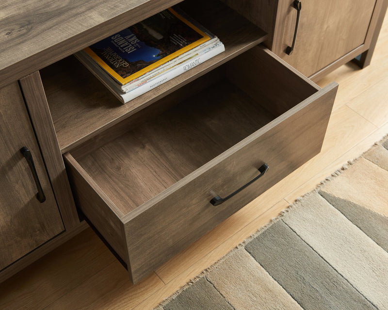 Alvin 117\" Modern 3-Piece Entertainment Centre with Storage and Cable Management for TVs up to 70\"- Hazelnut