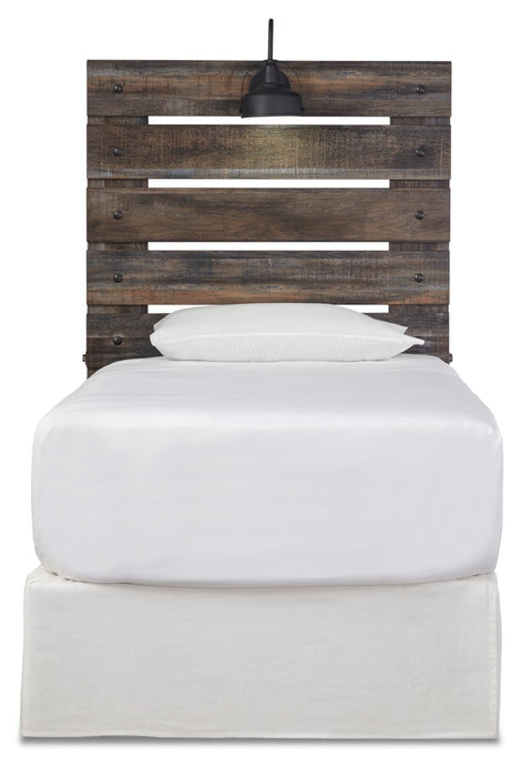 Abby Panel Headboard with LED Light & USB Ports for Kids, Brown - Twin Size