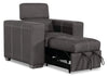 Drake Faux Suede Chair with Pull-Out Ottoman - Cement 