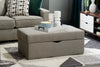 Sawyer Linen-Look Fabric Ottoman - Light Grey 