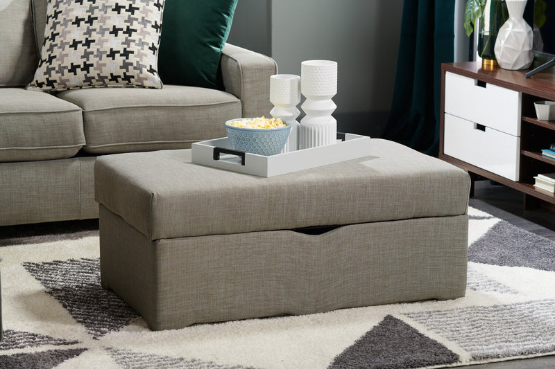 Made in Canada Sawyer 40\" Linen-Look Fabric Storage Ottoman - Light Grey