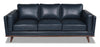 Vivia Top-Grain Genuine Leather Sofa - Navy 