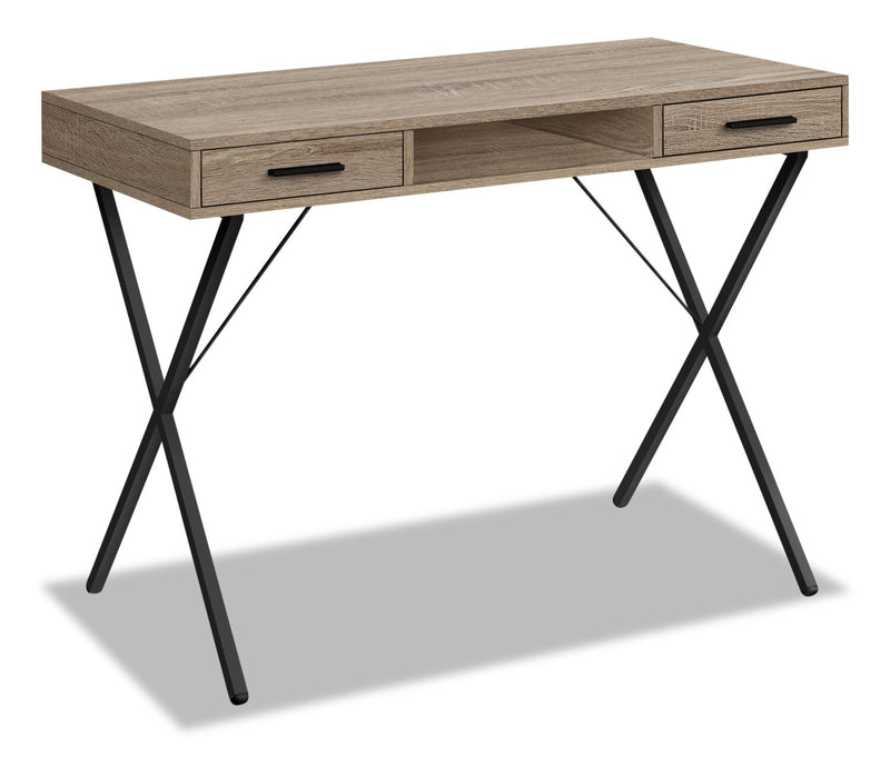 Rowan 42\" Office Desk with 2-Drawers & Cubbyhole - Taupe
