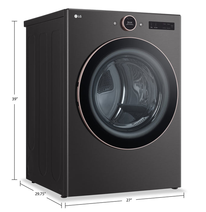 LG 7.4 Cu. Ft. Smart Electric Dryer with Steam - Black Steel - Stackable - DLEX6500B