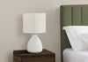 17" Cream Ceramic Linen Drum Shade Table Lamp|Lampe de table de 17 po en céramique crème avec abat-jour cylindrique lin