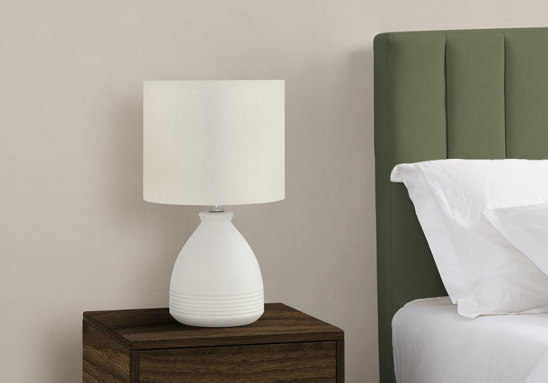 17\" Cream Ceramic Linen Drum Shade Table Lamp