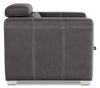 Drake Faux Suede Chair with Pull-Out Ottoman - Cement 