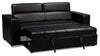 Drake Leather-Look Fabric Sleeper Sofa - Black 