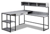 Oaklee L-Shaped Corner Desk with Hutch - Grey  