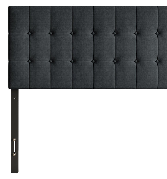 Ellis Upholstered Headboard in Charcoal Fabric, Button Tufted - Full Size