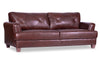 Chateau d’Ax Vita 87" 100% Genuine Leather Sofa with Diamond Pattern Stitching and Wood Legs - Brown | Sofa Vita de Château d’Ax de 87 po en cuir 100 % véritable avec coutures à motif de diamant et pattes en bois - brun