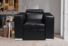 Drake Leather-Look Fabric Chair with Pull-Out Ottoman - Black  