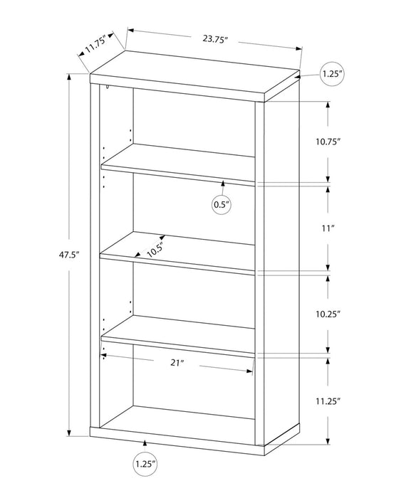 Slade 23.75\" 4-Shelf Bookcase - Dark Taupe