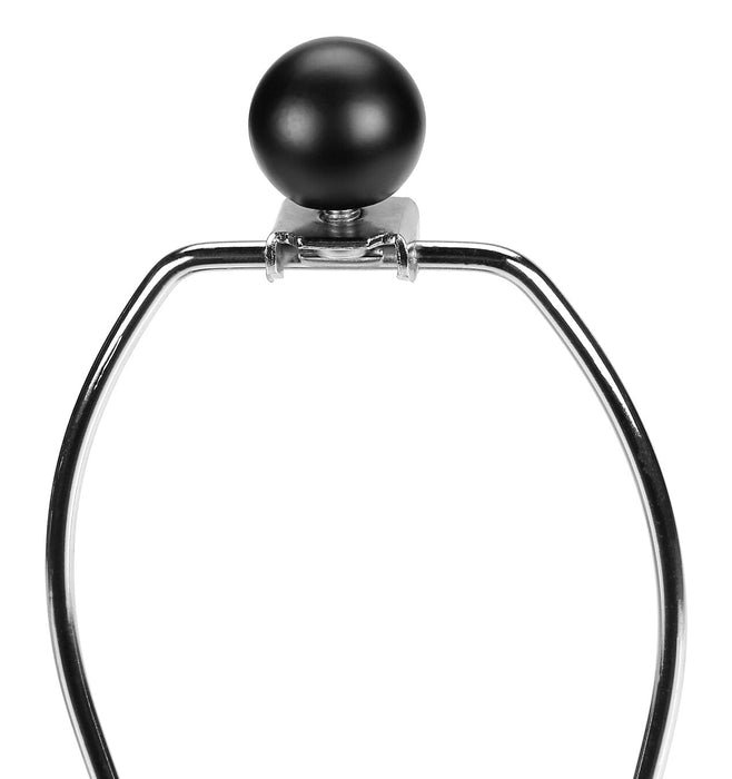24\" Black Concrete Table Lamp with Grey Shade