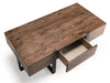 Manchester 54" Modern Sofa Table with Storage and Shelf - Brown Wood with Iron Base|Table de salon moderne Manchester de 54 po avec rangement et tablette - bois brun avec base en fer