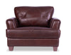 Chateau d'Ax Vita 44" 100% Genuine Leather with Diamond Pattern Stitching and Wood Legs - Brown | Meuble Vita de Château d’Ax de 44 po en cuir 100 % véritable avec coutures à motif de diamant et pattes en bois - brun