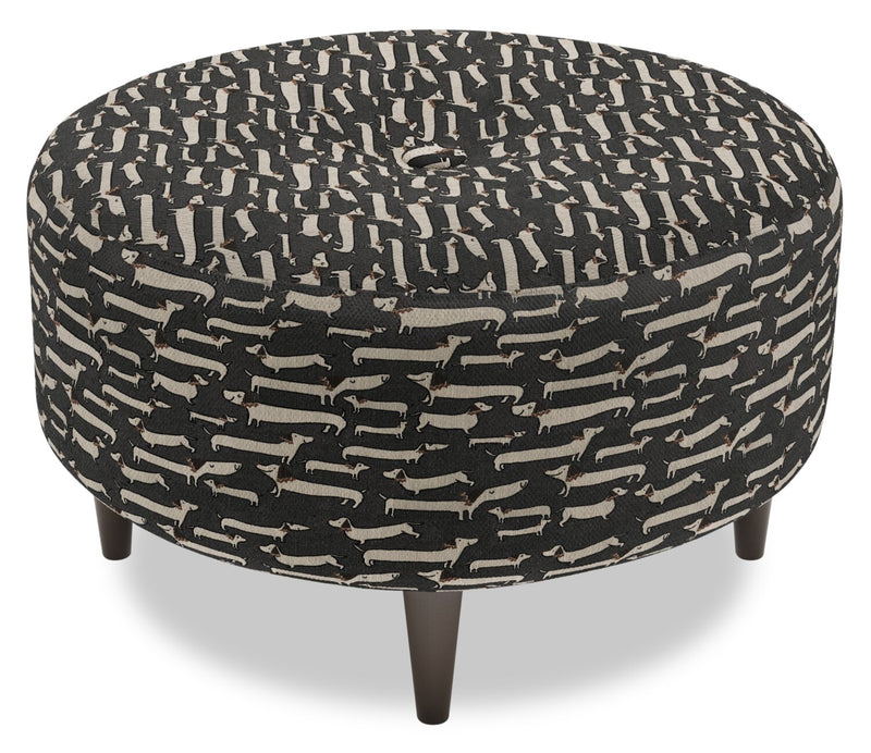 Made in Canada Customizable Sofa Lab The Curve 31\" Fabric Ottoman - Peppercorn Multicolour