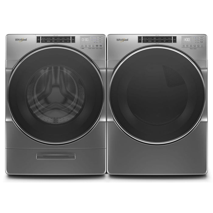 Whirlpool 5.8 Front-Load Washer and 7.4 Cu. Ft. Gas Dryer with Steam – Chrome Shadow 