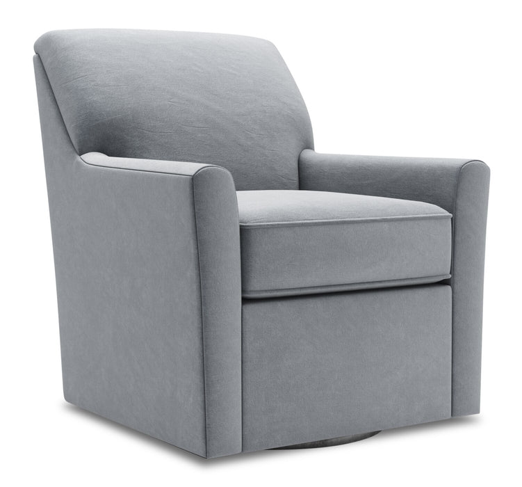 Made in Canada Sofa Lab Customizable Swivel 31\" Fabric Accent Chair - Grey Velvet