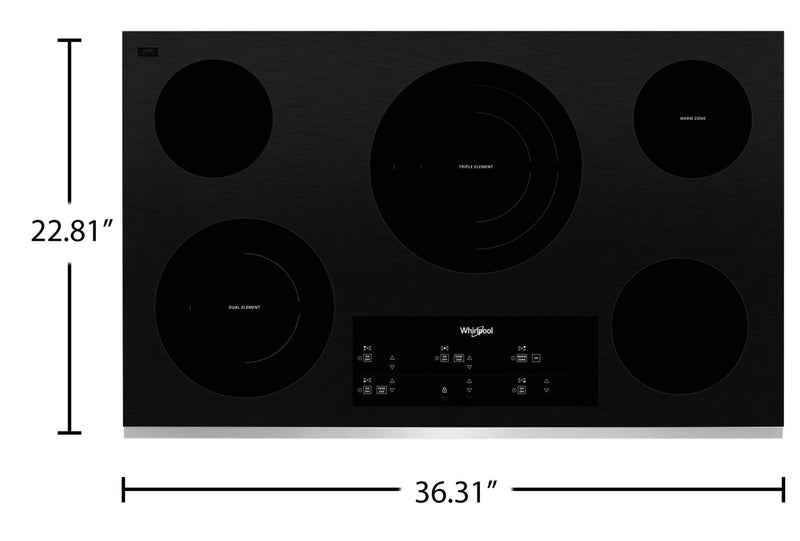 Whirlpool 36\" 5-Element Electric Cooktop - Stainless Steel - WCE97US6KS