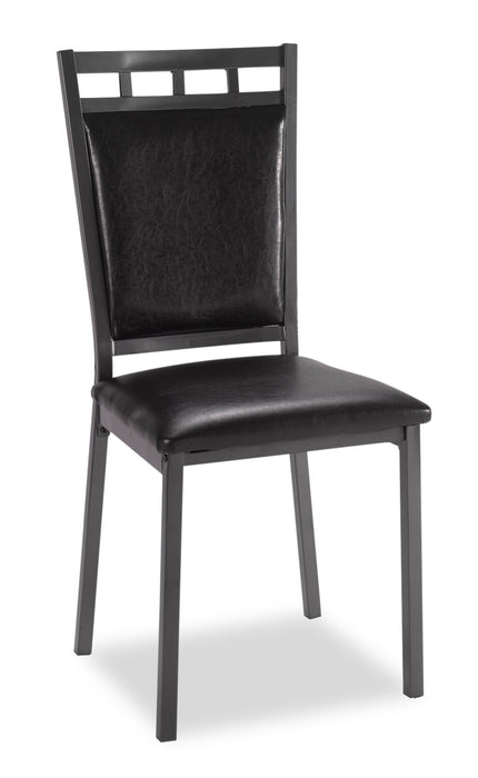 Marc 5pc Dining Set with Table & 4 Chairs, Marble-Look Top, Metal, 48\"W - Black